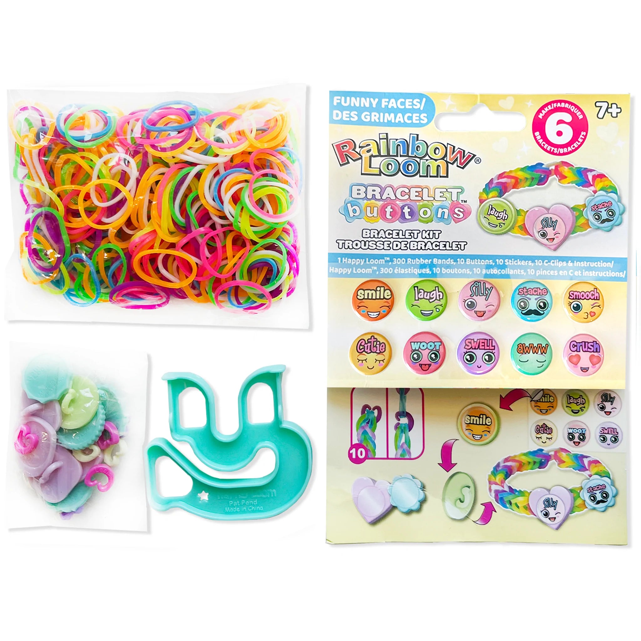 Rainbow Loom - Button Sticker Bracelet Kit - Funny Faces